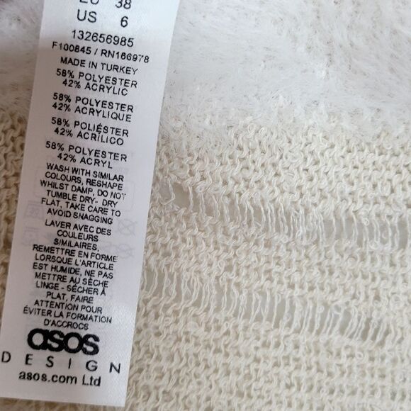 ASOS Knit Sheer Fuzzy Wavy Crop Sweater Size 6 - Picture 7 of 9